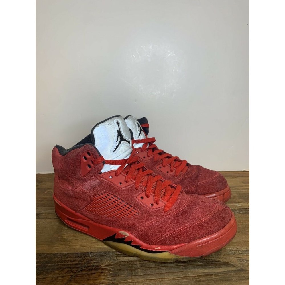 Nike Air Jordan 5 Retro Red Suede Men’s Size 10.5 Raging Bull 136027-602 Sneaker
